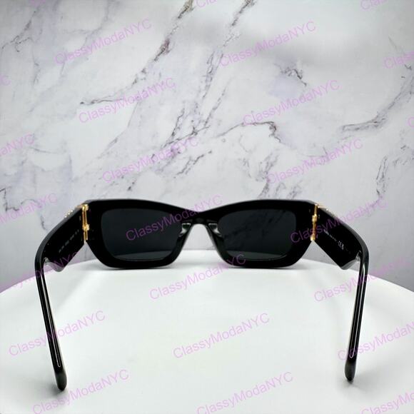 MIU MIU Sunglasses New Black Acetate Gold Metal Logo Square Cat Eye Authentic main image 9